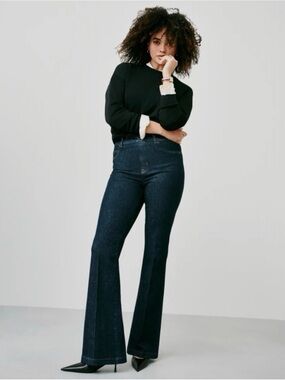 SPANX Flare Jeans Medium Dark Wash Pull On High Rise Bootcut Stretch Size M